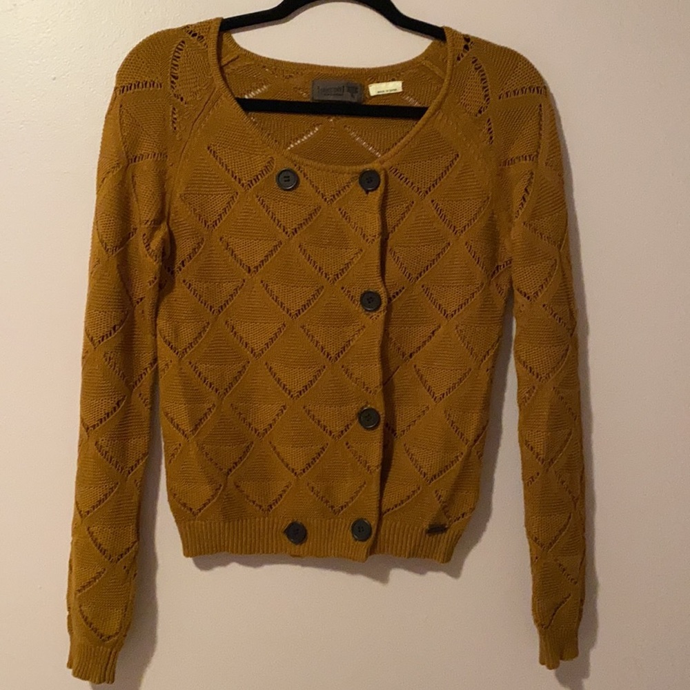 Numph Anthropologie mustard cardigan, size small.